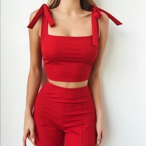 Shoulder tie crop top Tiger Mist